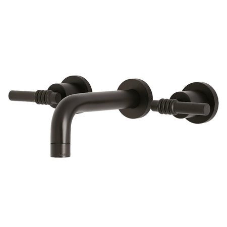 KINGSTON BRASS KS8125ML Milano 2-Handle 8" Wall Mount Bathroom Faucet, Oil Rubbed Brnz KS8125ML